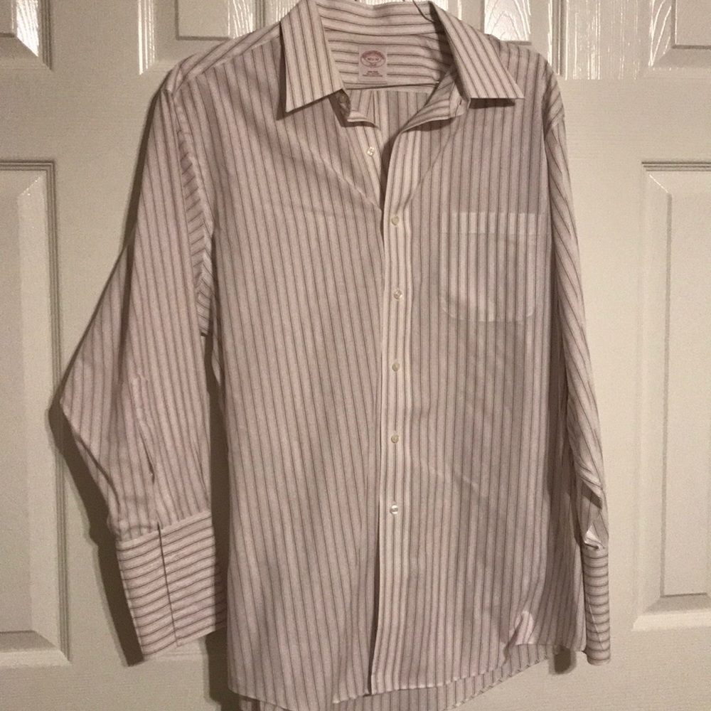 Red white striped non iron French cuff